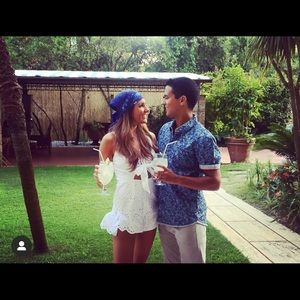 Adorable eyelet front tie romper